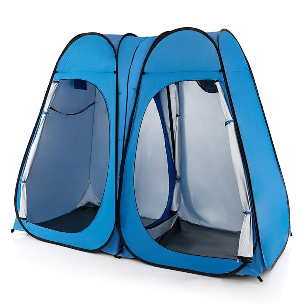 Front. Pefilos - Oversized Pop Up Shower Tent with Window Floor and Storage Pocket-Blue, Beach Tent, Easy Pop Up Beach Shade Beach Tent - Blue.