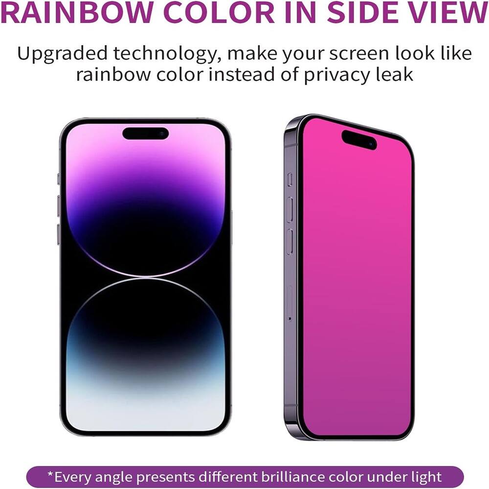 RAINBOW COLOR IN SIDE VIEW

Upgraded technology, make your screen look like rainbow color instead of privacy leak

*Every angle presents different brilliance color under light