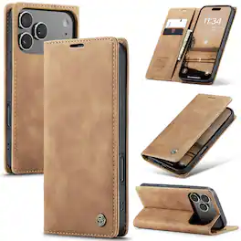 UUCOVER - Wallet Case for iPhone 18 Pro Max,Magnetic PU Leather+TPU Card Slots Case Shockproof Flip Stand Cover - Brown