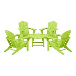 WestinTrends - Dylan 5-Piece Outdoor Patio HDPE Adirondack Chair With Round Coffee Table Conversation Set - Lime