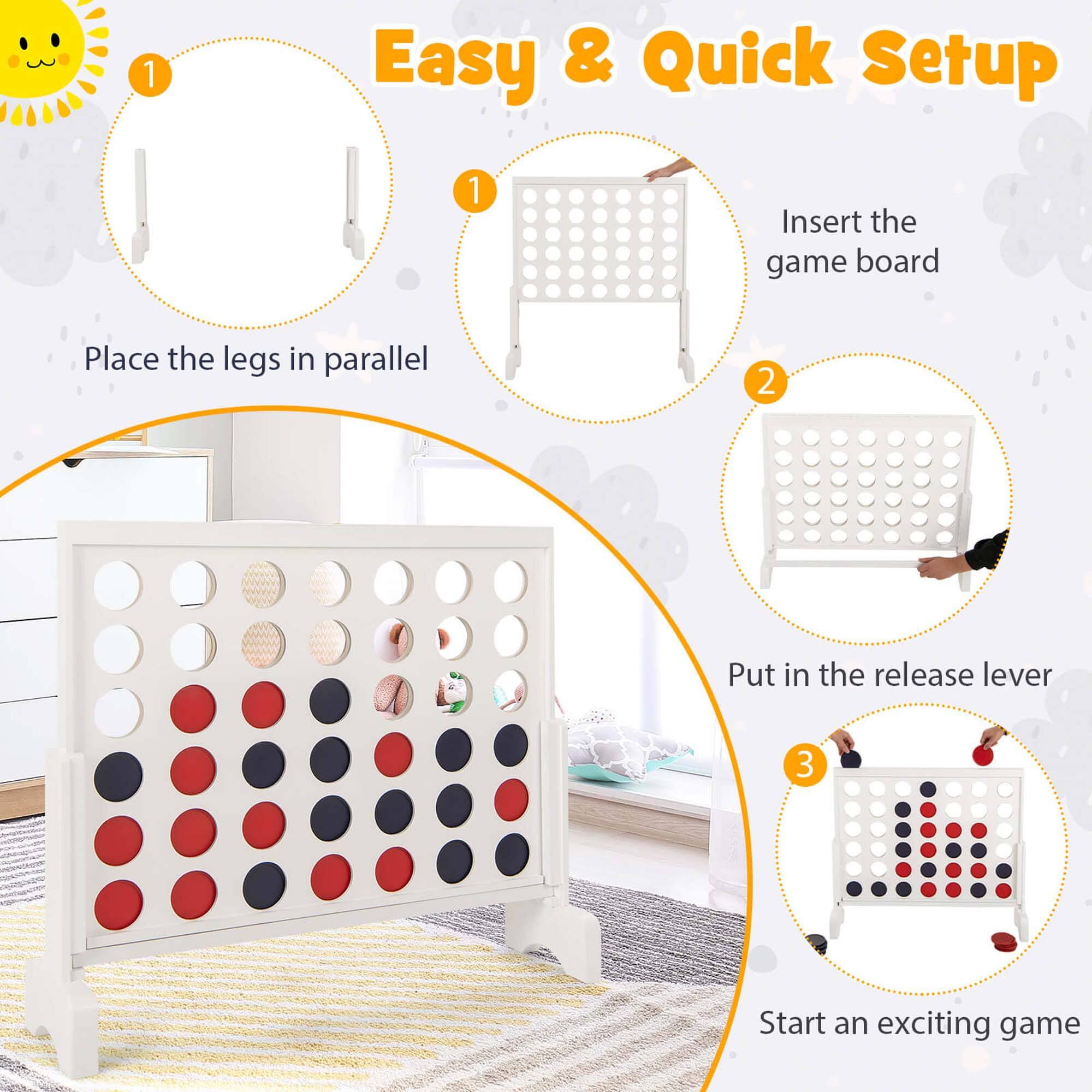 1. Easy & Quick Setup
2. Insert the game board
3. Place the legs in parallel
4. Put in the release lever
5. Start an exciting game