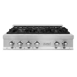 ZLINE - 36 in. Wide 6 Burner Legacy Gas Rangetop withPorcelain Cooktop in Stainless Steel (RT36) - Stainless Steel