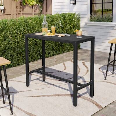 Alt View 3. Crestlive Products - Crestlive Products 43in Patio Plastic Wood Top Steel Frame Bistro Bar Height Rectangle Outdoor - Black.
