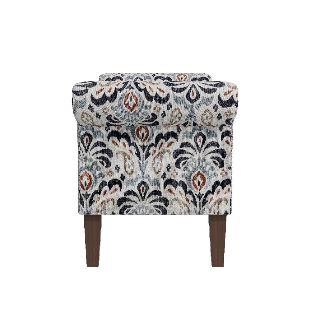 Back. Ropilly - Ropilly Floral Storage Ottoman Bench with Rolled Arms and Hinged Top, Upholstered Entryway Seating - Floral.
