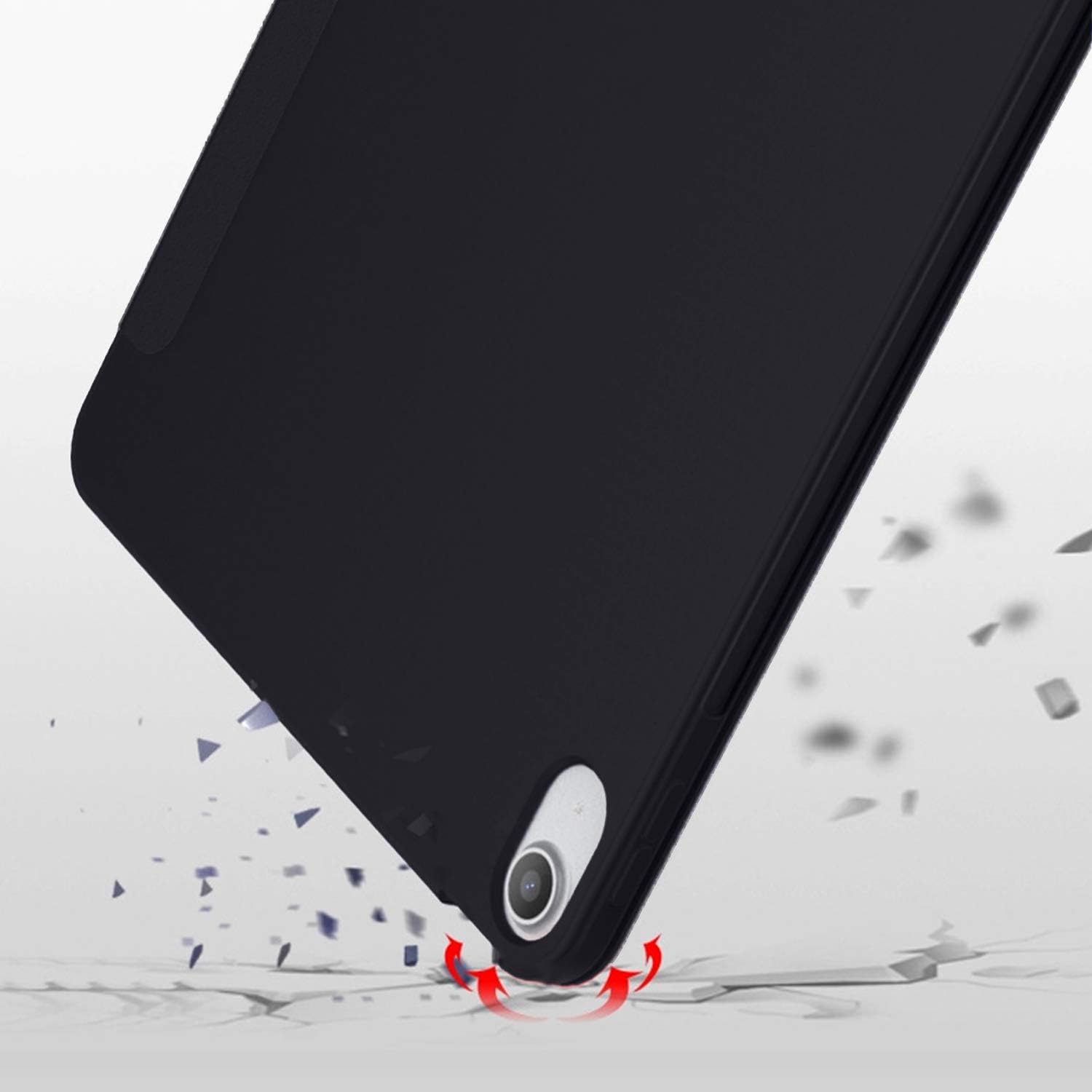 Alt View 3. DuraSafe Cases - iPad 10th Gen 10.9" 2022 Shockproof Silicone-Back Smart Case with Tri-Fold Stand A2696 A2757 A2777 A3162 A3354 A3355 - Black.