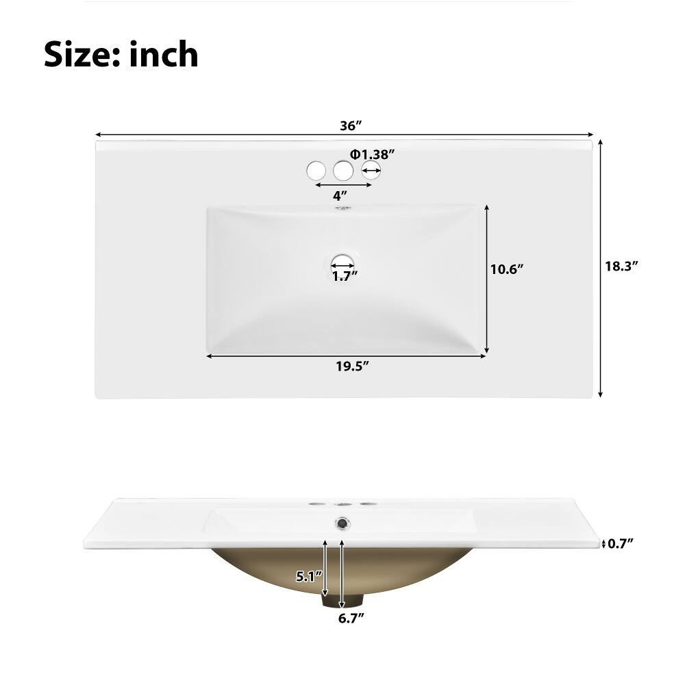 Size: inch  
36"  
0.138"  
4"  
1.7"  
10.6"  
18.3"  
19.5"  
0.7"  
5.1"  
6.7"