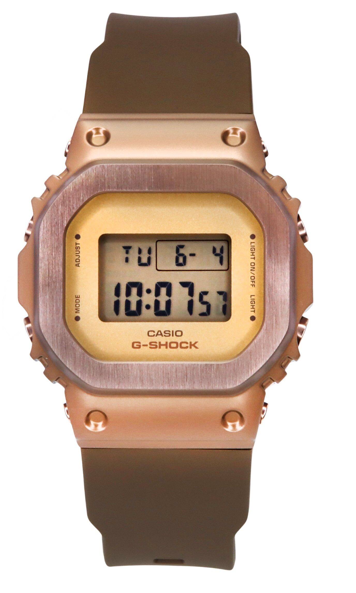 Casio - G-SHOCK Digital Quartz GM-S5600UBR-5 Ladies Watch Brown Ion Plated Bezel Bio-Based Resin Band 200M - Brown and Bronze