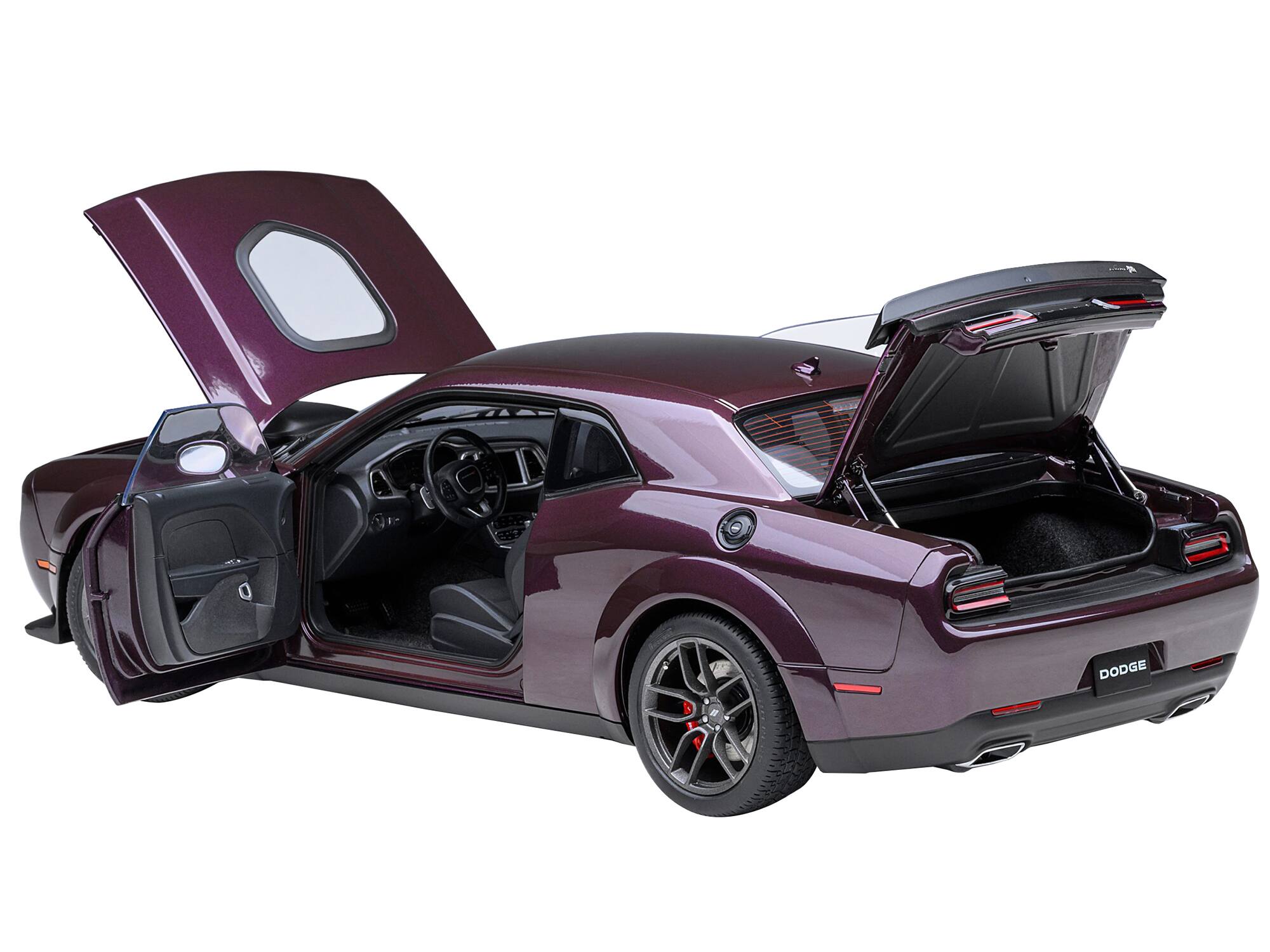 Alt View 1. Autoart - 2022 Dodge Challenger R/T Scat Pack Widebody Hellraisin Purple Metallic 1/18 Model Car by Autoart.