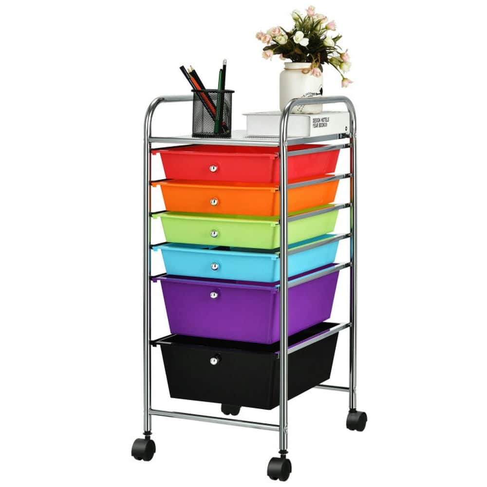 Kadyn - Filing Cabinet Office Drawers, Office Storage Cabinet,6 Drawers Rolling Storage Cart Organizer-Multicolor
