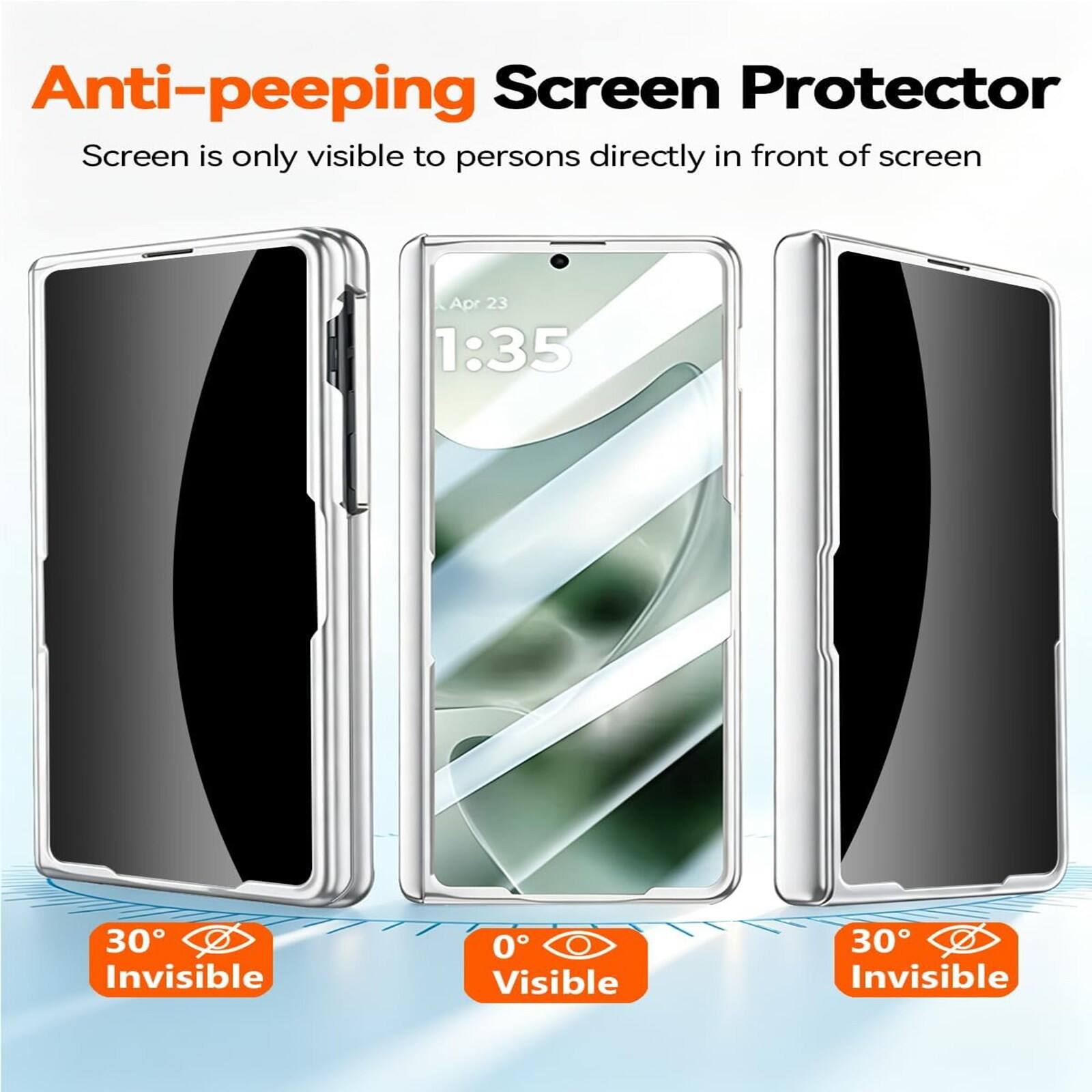 Anti-peeping Screen Protector  
Screen is only visible to persons directly in front of screen  

Apr 23 1:35  

30° Invisible  
0° Visible  
30° Invisible