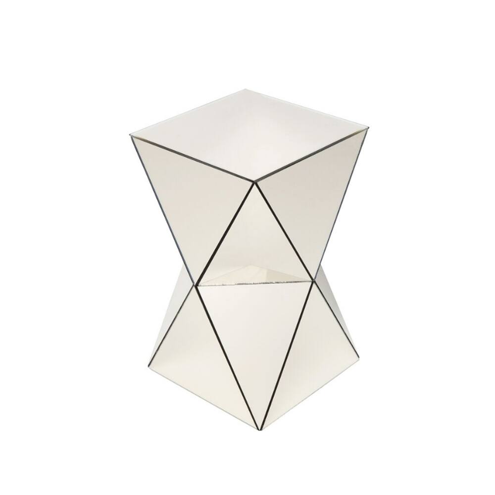 Back. Loheer - Loheer Champagne Mirrored Side Table Geometric End Table Luxe Accent - Champagne.