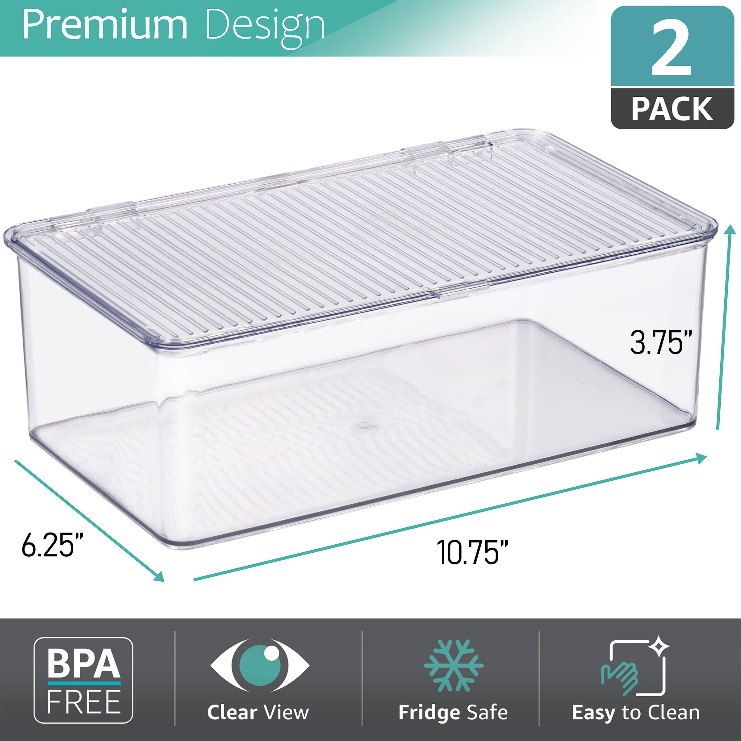 Premium Design  
2 PACK  
3.75" x 6.25" x 10.75"  
BPA FREE  
Clear View  
Fridge Safe  
Easy to Clean
