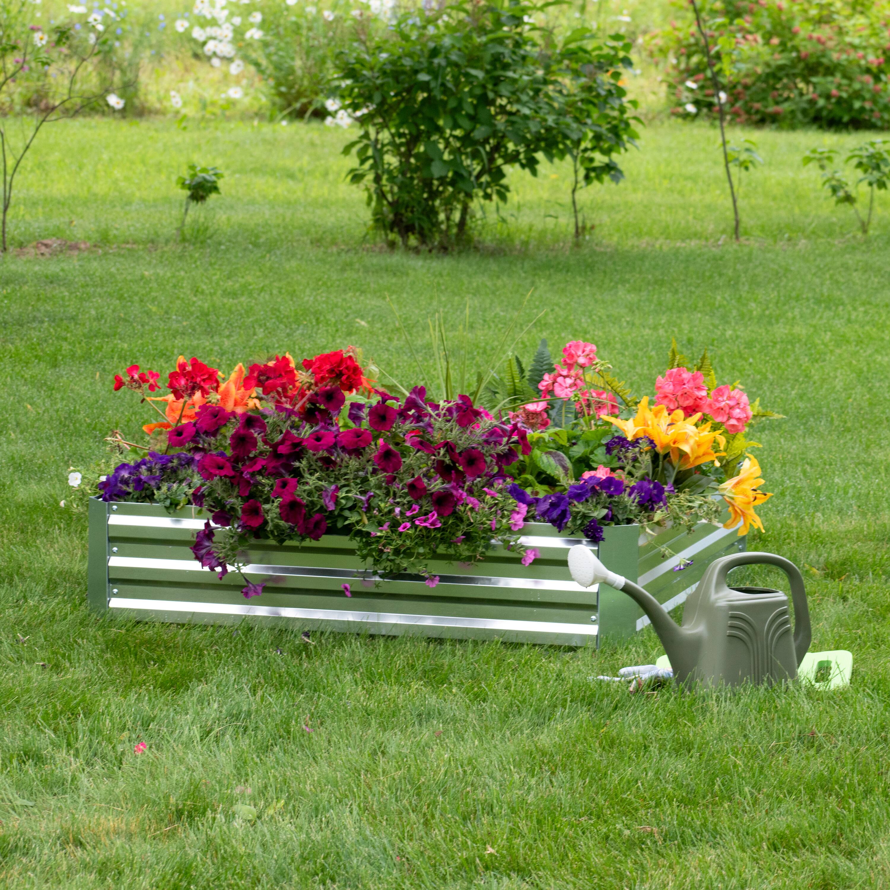 Alt View 1. Sunnydaze - Square Galvanized Steel Raised Bed - 4 x 4 x 1 ft - Silver.