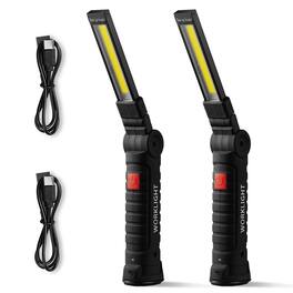 VEVOR - Rechargeable LED Work Light, 1200 mAh, Magnetic Mechanic Flashlight with Magnetic Base, 360° Rotation, 5 Lighting Modes - Black