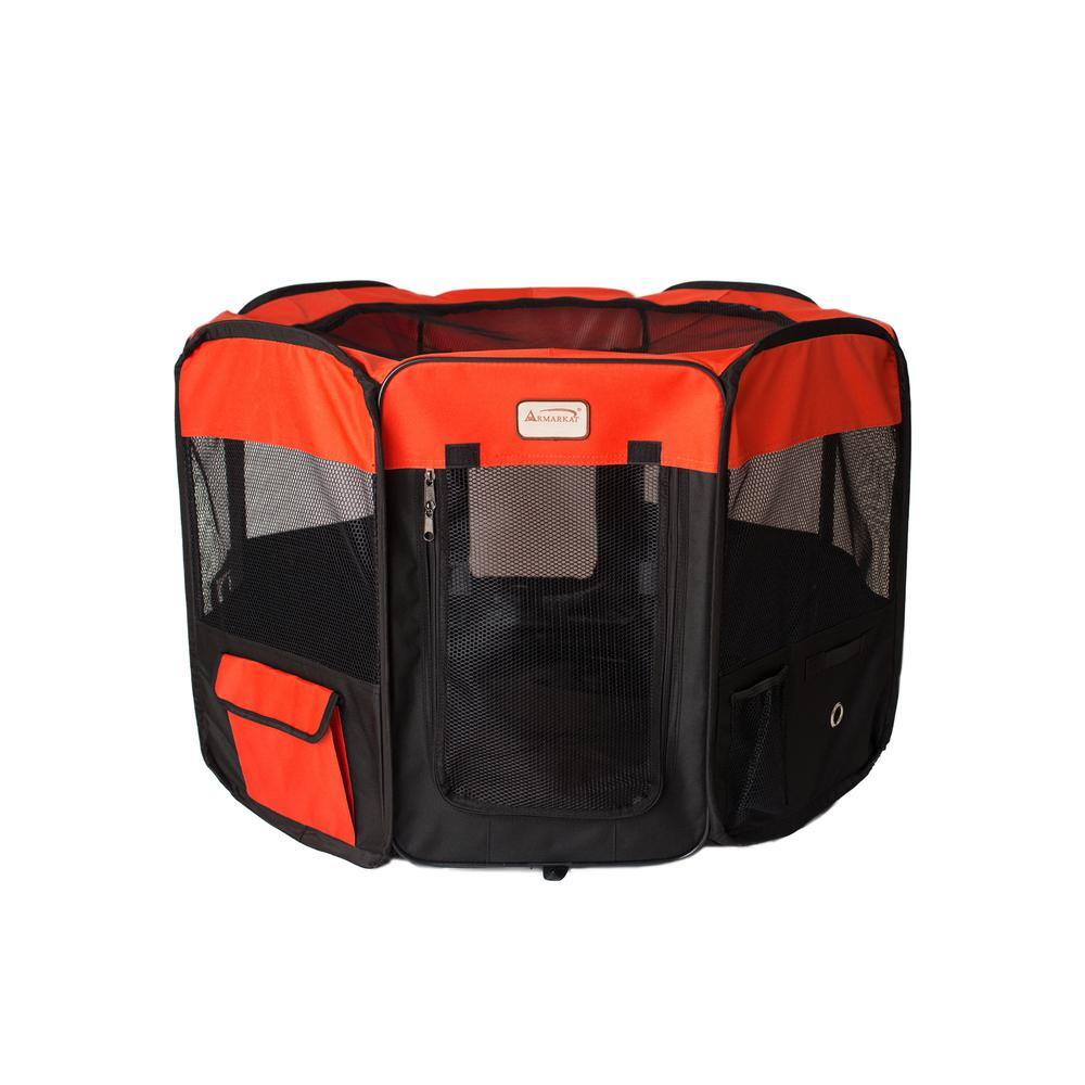 Alt View 2. Armarkat - Portable Pet Playpen In Black And Red Combo Medium - Black.