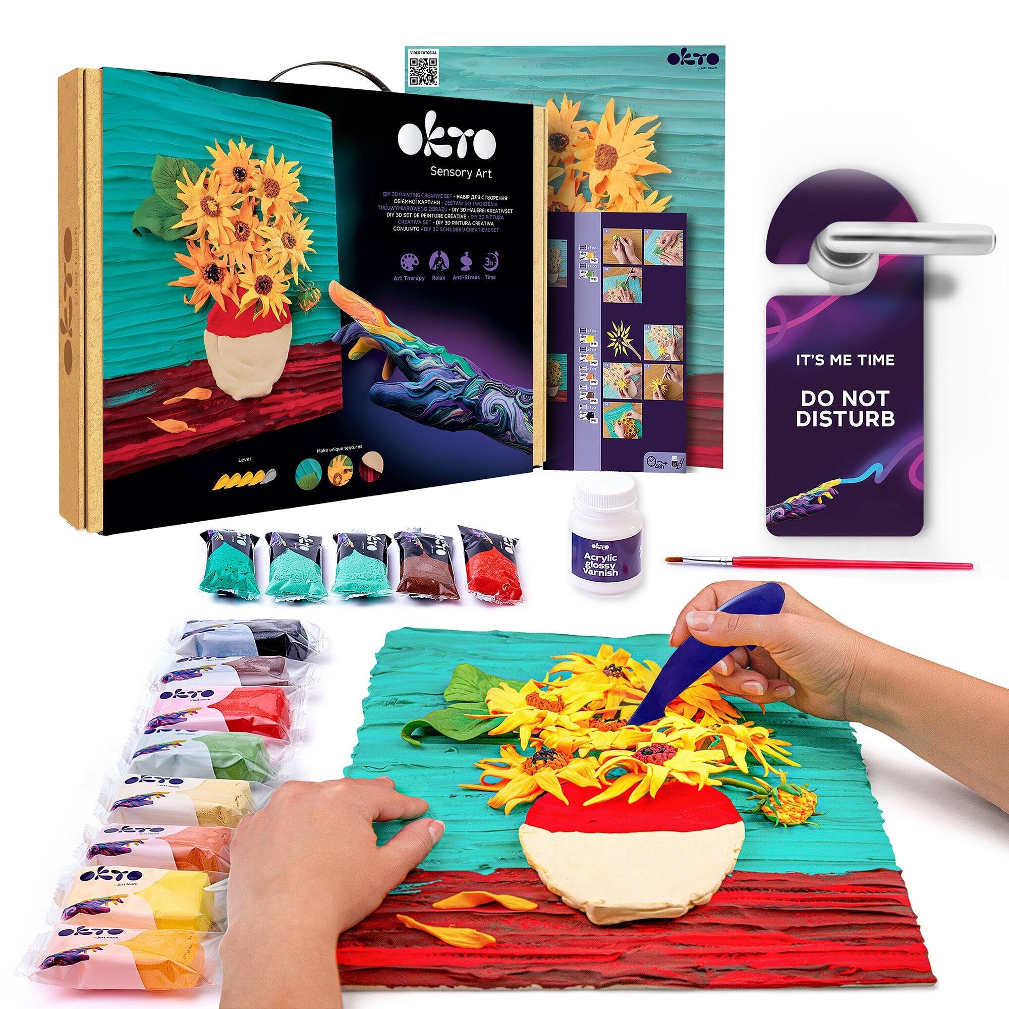 OKTO - Sensory Art 3D Painting “Sunflowers” – 11.8” x 15.7” Canvas Kit