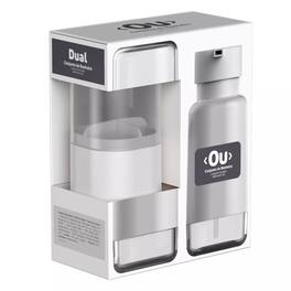 OU - Soap Dispenser & Toothbrush Holder, Dual Bathroom Set 16.9oz Soap Dispenser, Nonslip Brush Holder - White