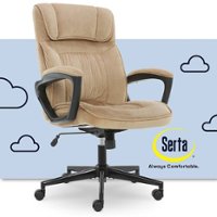 Serta - Hannah Upholstered Executive Office Chair with Headrest Pillow - Soft Plush - Beige - Front_Zoom