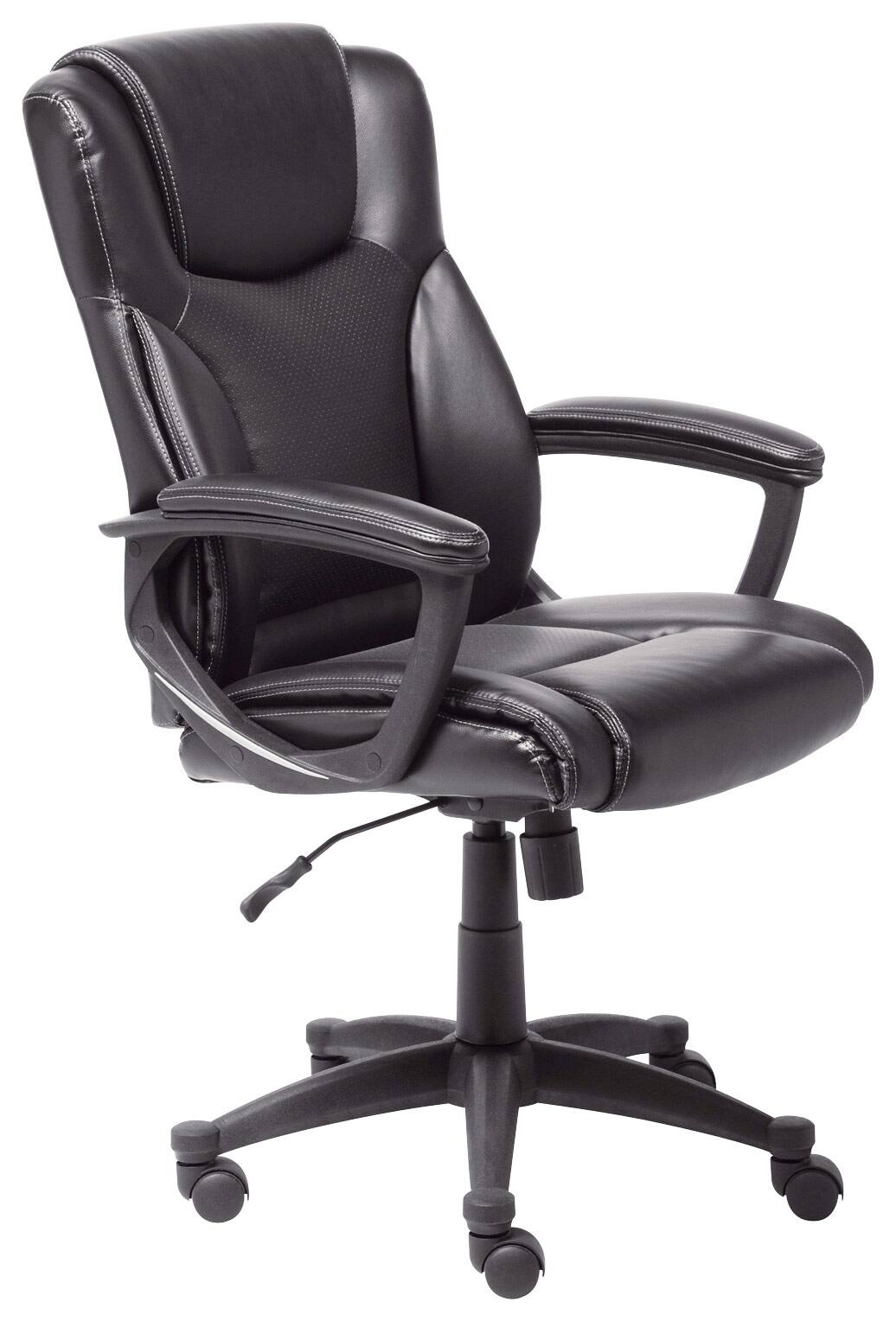 Alt View 11. Serta - Ergonomic Executive Office Chair with Lumbar Support Back Pain Relief Head Pillow Padded Arms Adjustable Height & Tilt - Black.