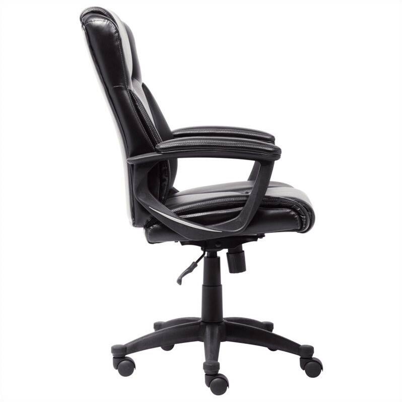 Alt View 13. Serta - Ergonomic Executive Office Chair with Lumbar Support Back Pain Relief Head Pillow Padded Arms Adjustable Height & Tilt - Black.