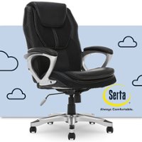 Serta - Amplify Work or Play Ergonomic High-Back Faux Leather Swivel Executive Chair with Mesh Accents - Black - Front_Zoom