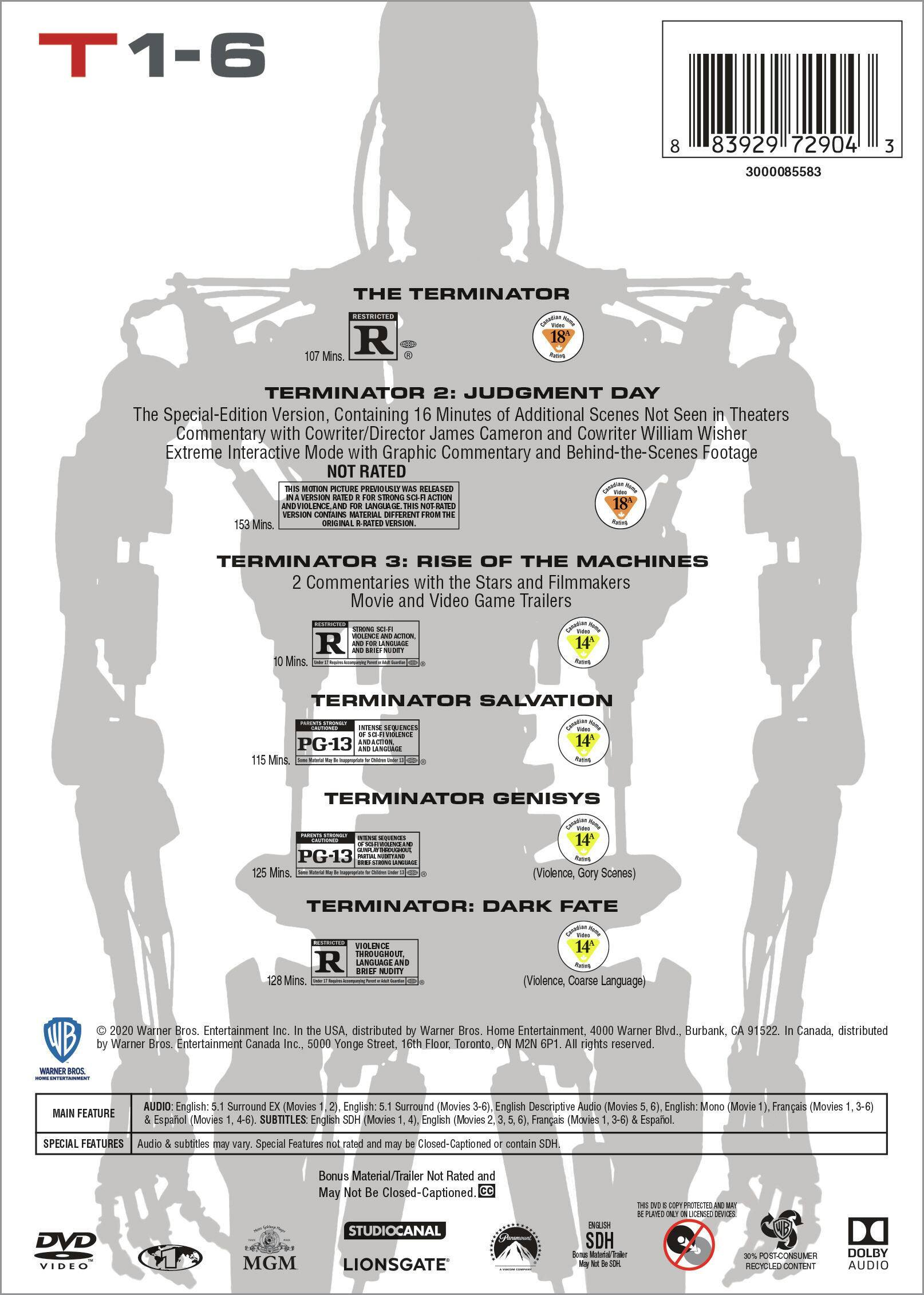 Terminator 6 film Collection (Box Set) [DVD] [Standard] - Best Buy