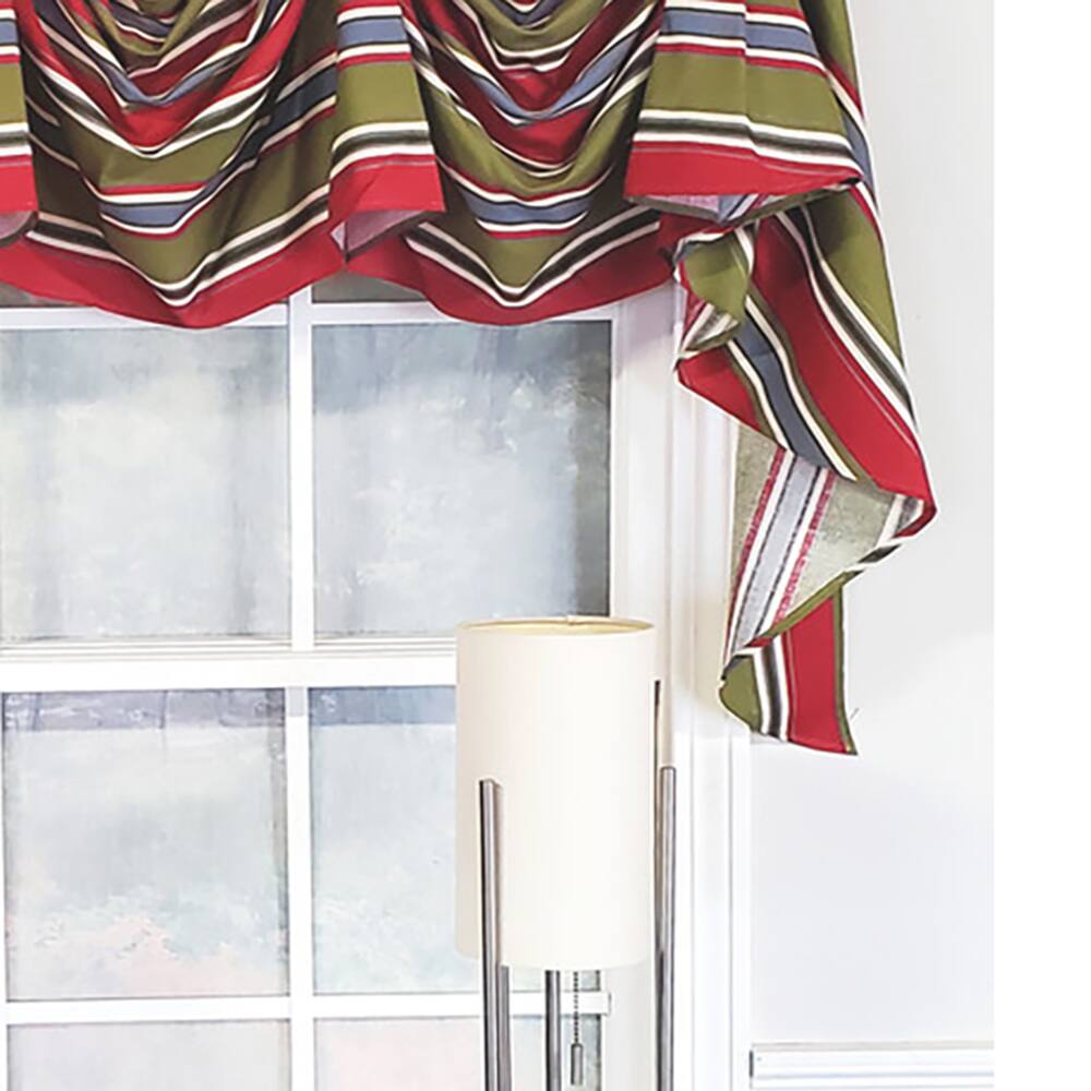 Left. RLF Home - RLF Home Luxurious Modern Design Nigel Stripe Victory Swag 3-Scoop Window Valance 50" x 25" Multicolor - Multicolor.