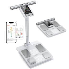 FED Fitness - BS1 Smart Scale for Body Weight with Steel Stand, VA Large Handle Display, 8-Electrode BIA Body Composition Scale - Whtie
