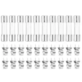 Unique Bargains - Glass Tube Fuses, 5x20mm 8A 250V Quick Fast Blow Glass Cartridge Tube Fuse with 20pcs Safety Clip 10pcs