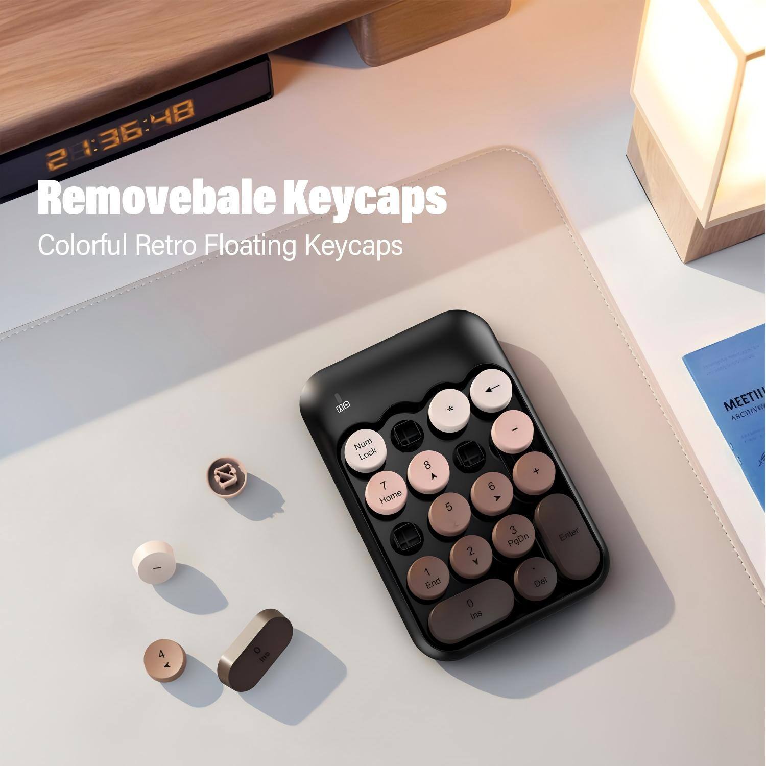 48 21:36:48 2 1:36 Removeable Keycaps Colorful Retro Floating Keycaps : Num Lock 7 Home 8 9 5 6 3 1 End 4 - + 6 A 3 Enter PgDn 2 Y Del D ani MEETII ARCVED 4 A O Ine