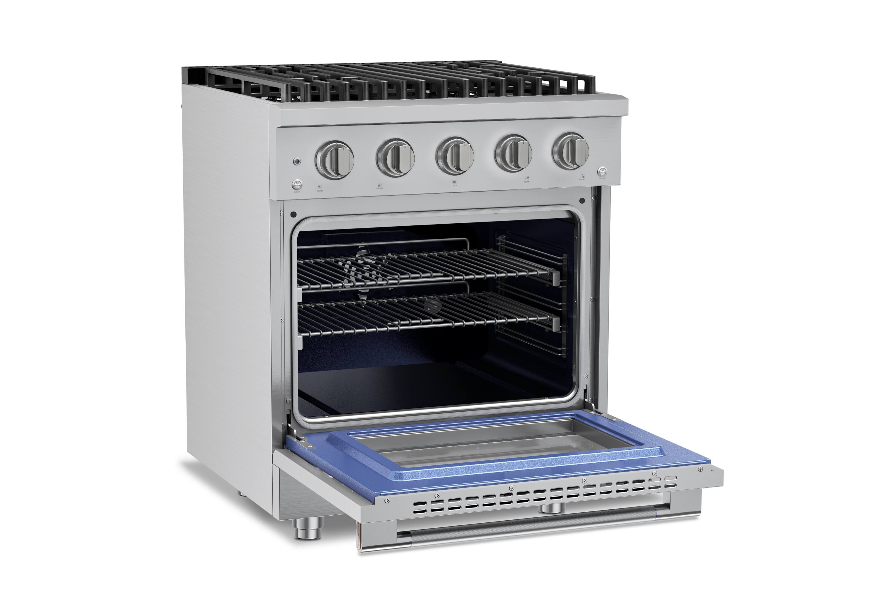 Alt View 4. Hauslane - HausPro 30 in. 4 Burners (20,000 BTU) Freestanding Dual Fuel Range - Stainless Steel.