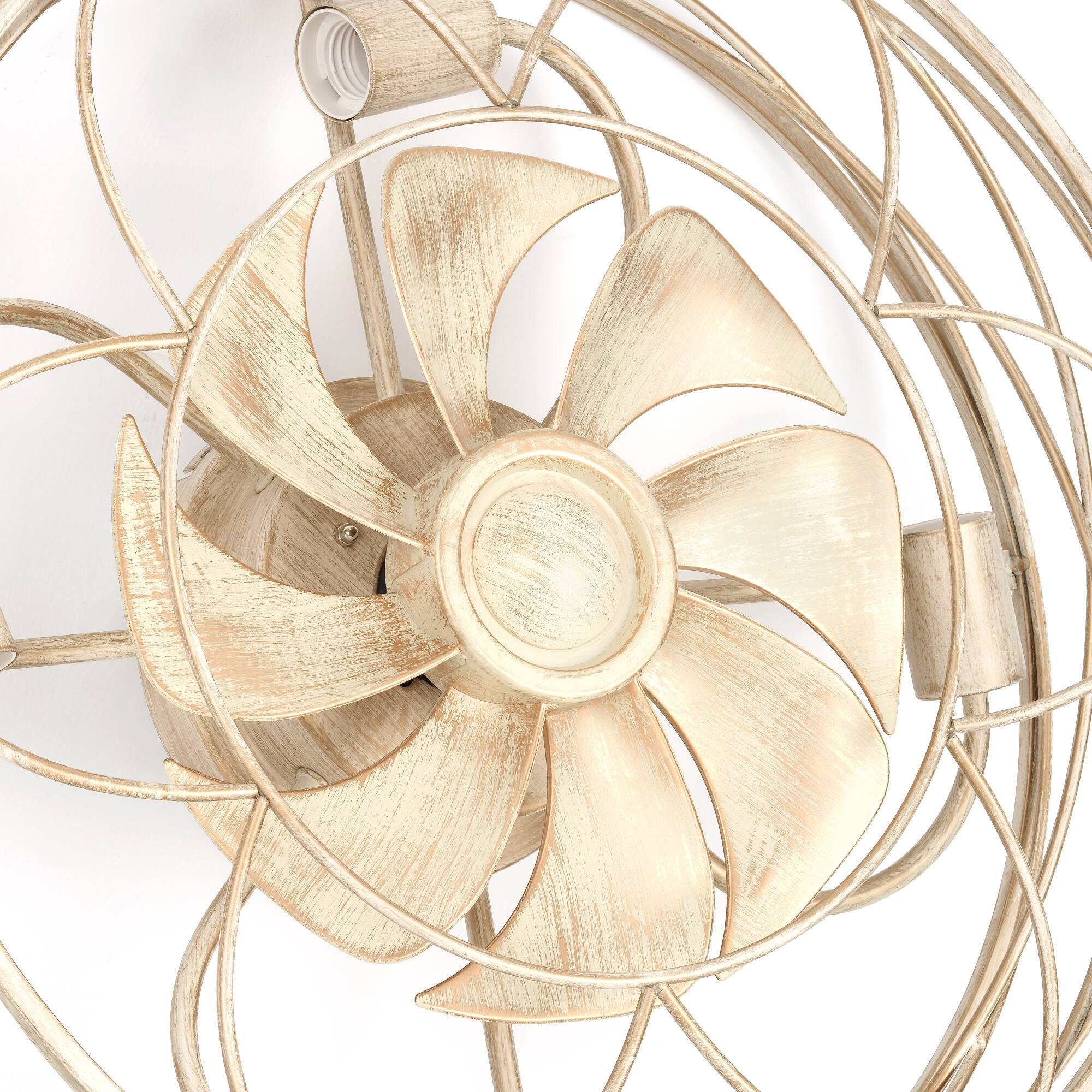 Back. JAZAVA - 20-Inch White and Gold Low Profile Indoor Ceiling Fan with Light, 100-240V - White and Gold.