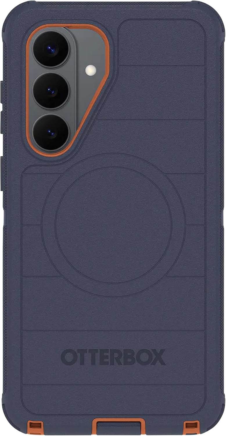Left. OtterBox - OtterBox - Defender Series Pro Hard Shell for Samsung Galaxy S26+ - Navy Canyon (Blue & Orange).