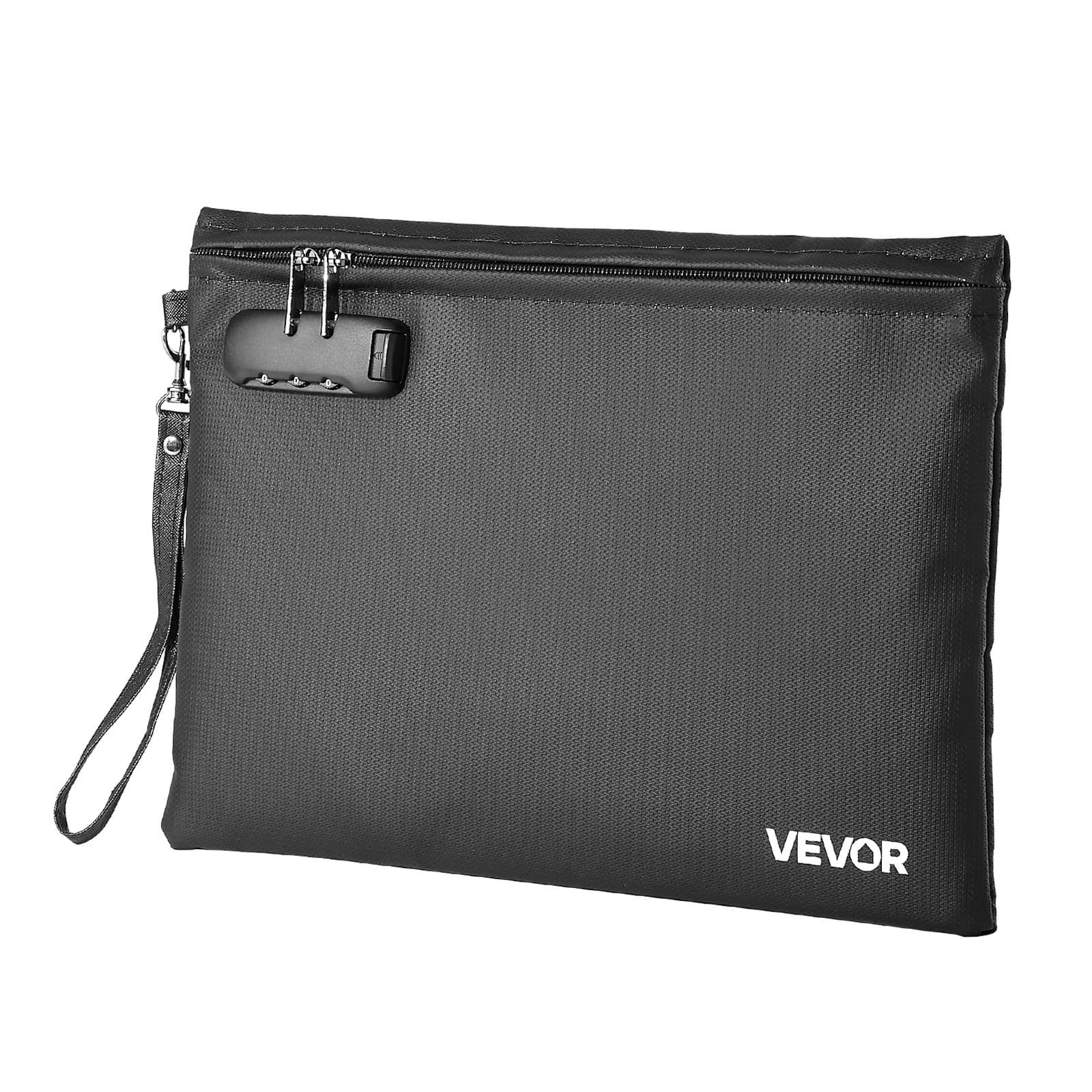 VEVOR - Fireproof Document Bag, 1832 ℉ Heat Insulated Fireproof & Waterproof Bag with Lock, Portable File Storage Security - Black