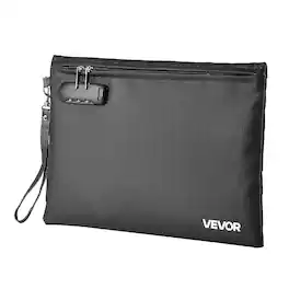 VEVOR - Fireproof Document Bag, 1832 ℉ Heat Insulated Fireproof & Waterproof Bag with Lock, Portable File Storage Security - Black