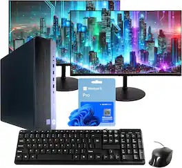 HP - Refurbished Excellent - EliteDesk 800G4 Desktop Computer-Intel i5-16GB DDR4 RAM-500GB SSD-Dual 24" LCD-Keyboard & Mouse-Windows 11 Pro - Black