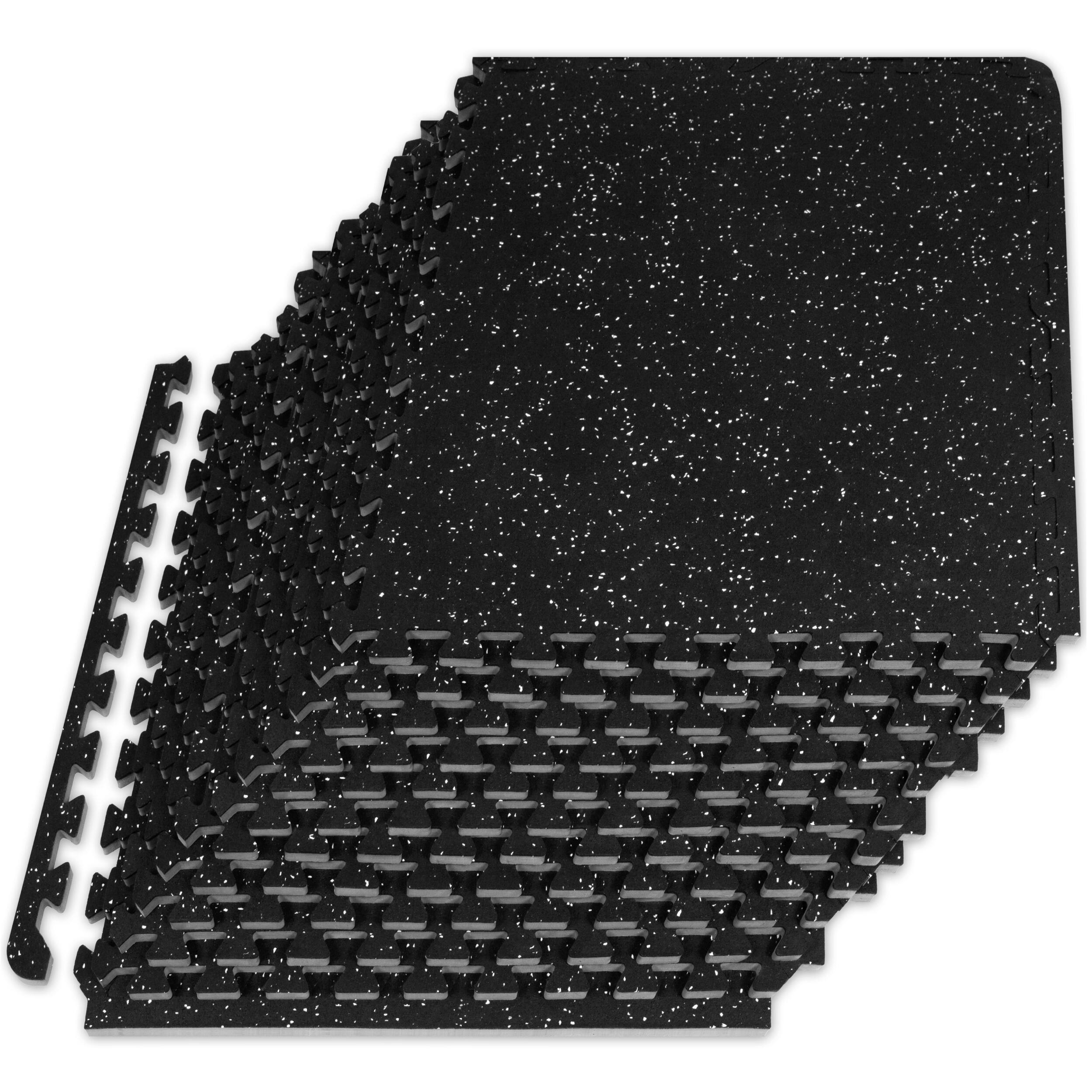 Front. ProsourceFit - ProsourceFit Rubber Top Exercise Puzzle Mat 1/2-in, 48 Sq Ft - 12 Tiles - Grey.