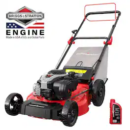 POWERSMART - 21-Inch Self-Propelled Gas Lawn Mower,140cc Briggs & Stratton E550 Engine, 2-in-1 Mulching & Bagging,Steel Deck - Red