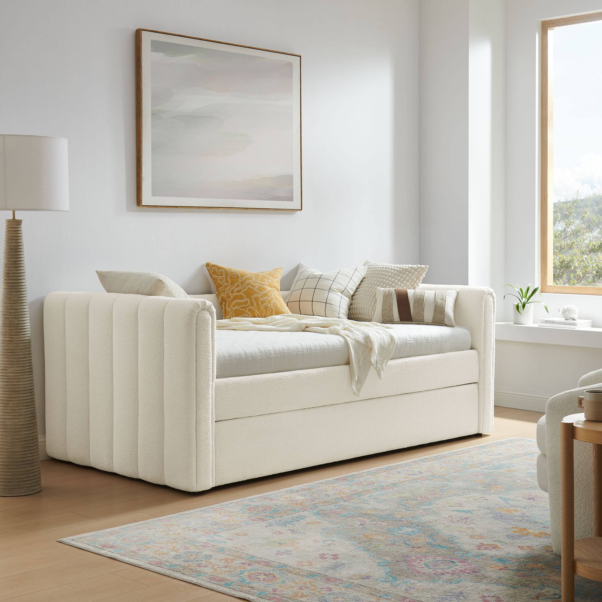 Alt View 1. Modway - Veyla Channel Tufted Boucle Twin Daybed With Trundle by Modway - Cloud.