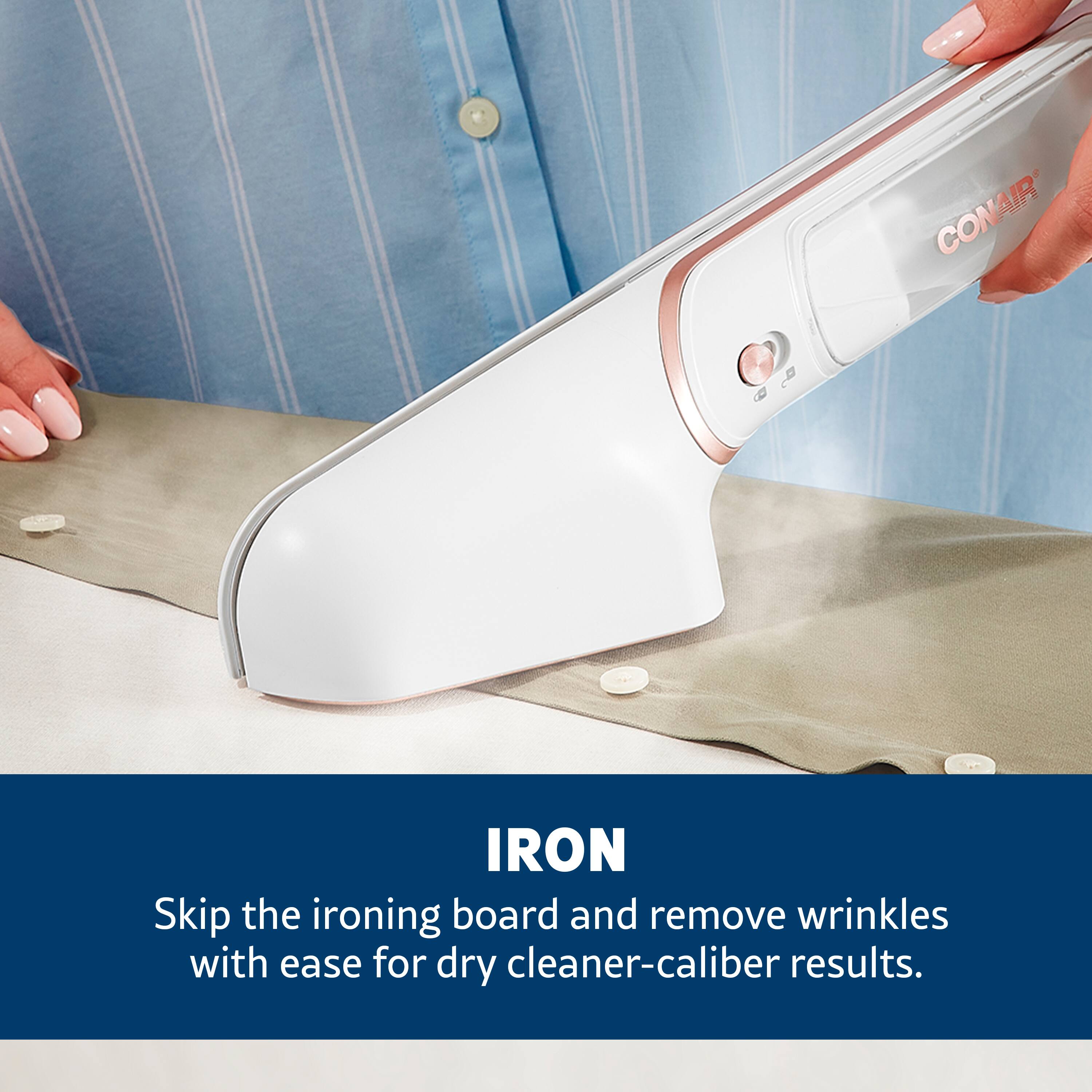 CONAIR AIR IRON Skip the ironing board and remove wrinkles with ease for dry cleaner-caliber results.
