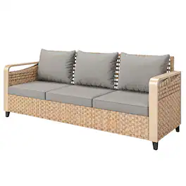 Outsunny - Wicker Sofa 3-Seater Outdoor Patio Sofa with Cushions for Garden Backyard Porch - Gray