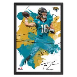 Sporticulture - Trevor Lawrence 14" x 20" Brush Stroke Player Framed Art Print - Multicolor