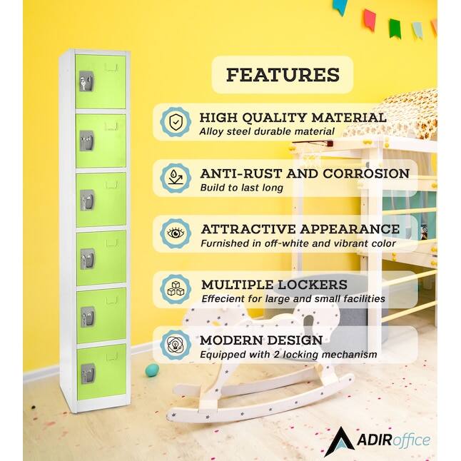 FEATURES

HIGH QUALITY MATERIAL
Alloy steel durable material

ANTI-RUST AND CORROSION
Build to last long

ATTRACTIVE APPEARANCE
Furnished in off-white and vibrant color

MULTIPLE LOCKERS
Effecient for large and small facilities

MODERN DESIGN
Equipped with 2 locking mechanism

ADIRoffice