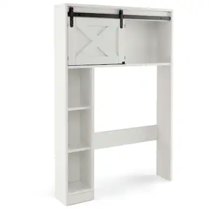 Front. Kadyn - 4Tier Over The Toilet Storage Cabinet with Sliding Barn Door and Storage ShelvesWhite Bathroom Cabinet - White.