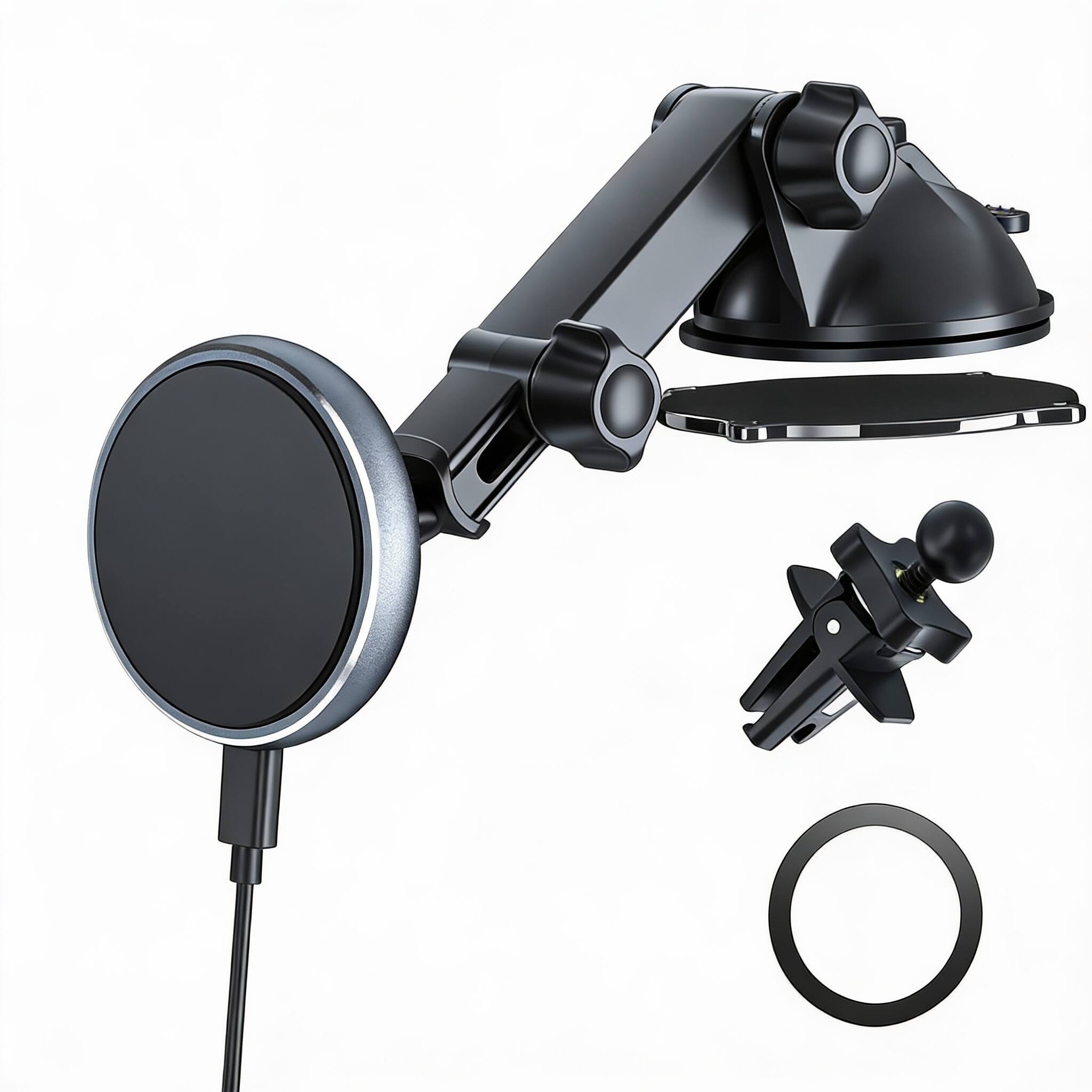 Alt View 1. METALTON - For Magsafe Car Mount Magnetic Wireless Fast Charging Iphone16 Pro Max Plus Mini 3 in 1 Vent dash windshiel... - Gary.