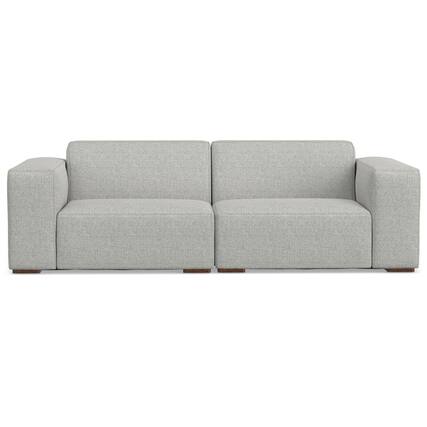 Front. Simpli Home - Rex 2 Seater Sofa in Tightly Woven Performance Fabric - Pale Grey.