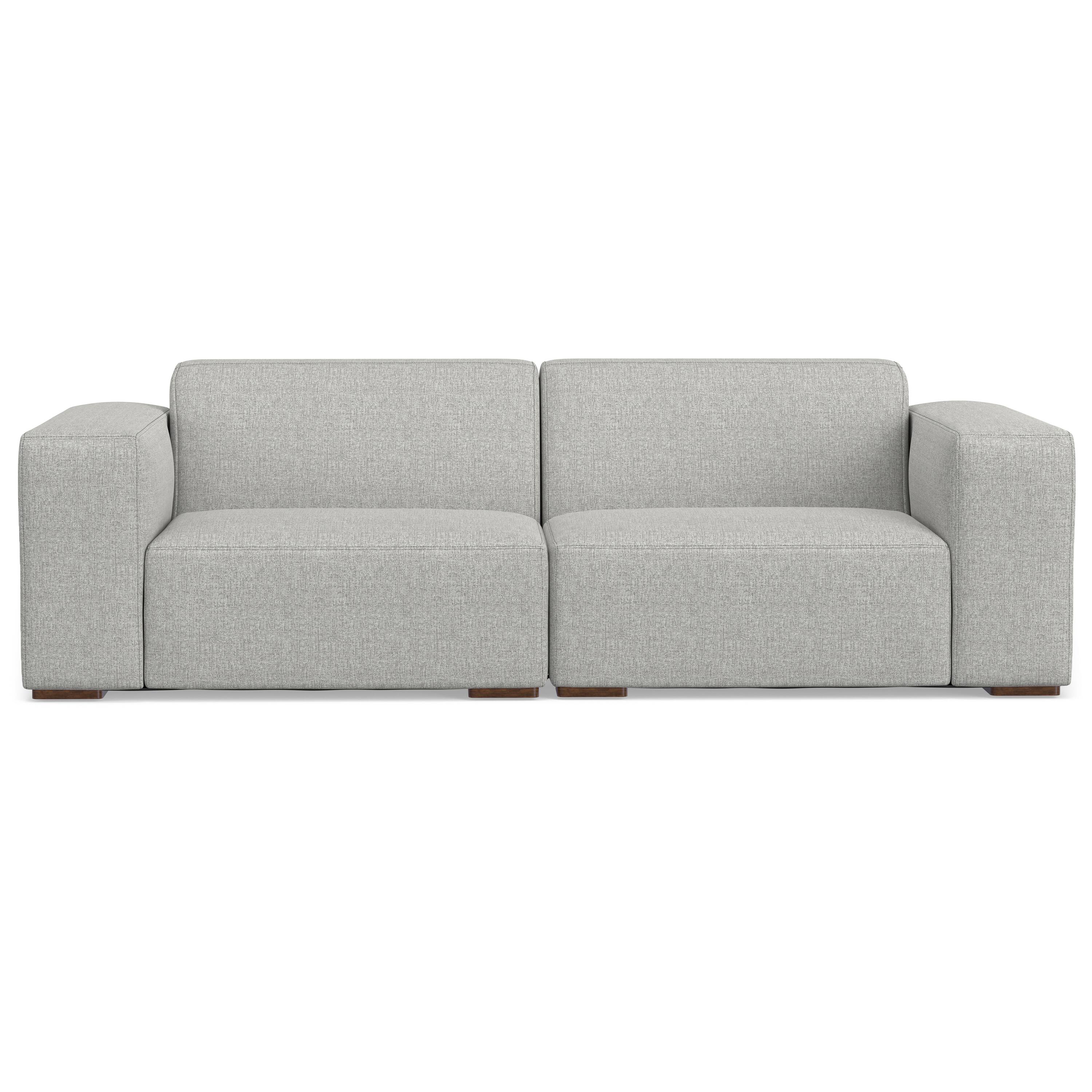 Front. Simpli Home - Rex 2 Seater Sofa in Tightly Woven Performance Fabric - Pale Grey.