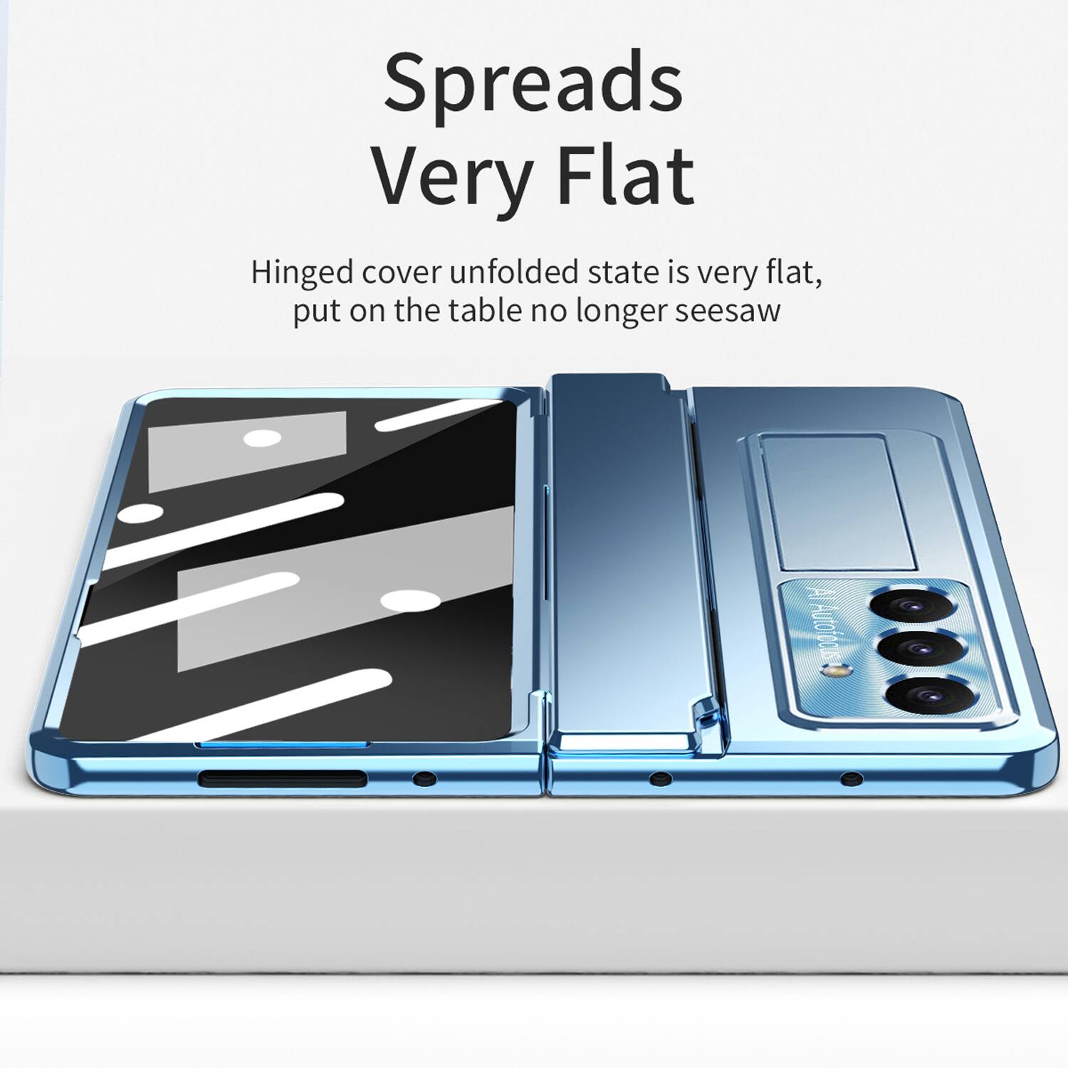 Spreads Very Flat  
Hinged cover unfolded state is very flat, put on the table no longer seesaw