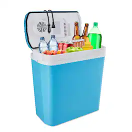Ivation - Electric Cooler & Warmer, 24L Portable Thermoelectric 12 Volt Cooler with Handle - Aqua Blue