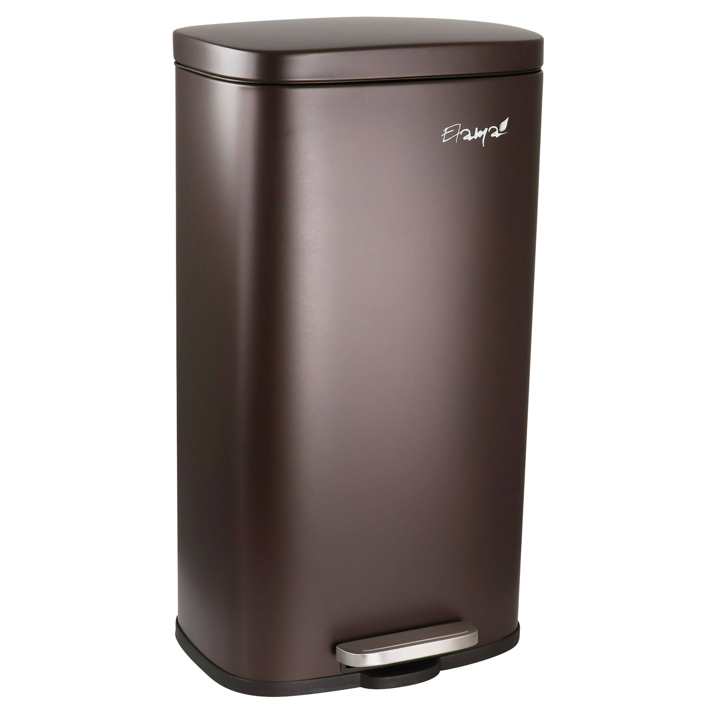 Alt View 1. Elama - Elama 3 Piece 8 Gallon and 1.3 Gallon Stainless Steel Step Trash Bin Combo Set with Slow Close Mechanism in Matte Bronze - Bronze.
